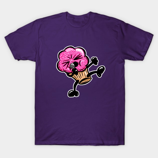 Cherry Candy Cup Cake Karaoke Cartoon T-Shirt by Squeeb Creative